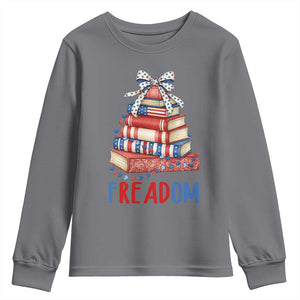 Funny Patriotic Book Lover Gift Youth Sweatshirt Freadom TS12 Charcoal Print Your Wear