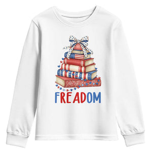 Funny Patriotic Book Lover Gift Youth Sweatshirt Freadom TS12 White Print Your Wear