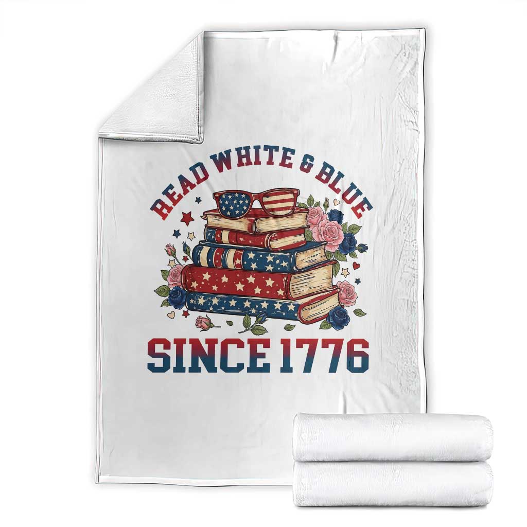 Funny Patriotic Book Lover Gift Throw Blanket Read White Blue Since 1776 TS12 White Print Your Wear