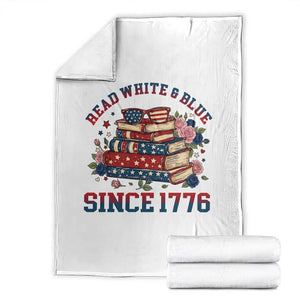 Funny Patriotic Book Lover Gift Throw Blanket Read White Blue Since 1776 TS12 White Print Your Wear