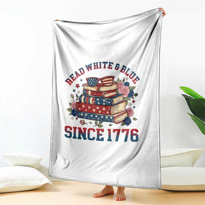 Funny Patriotic Book Lover Gift Throw Blanket Read White Blue Since 1776 TS12 Print Your Wear