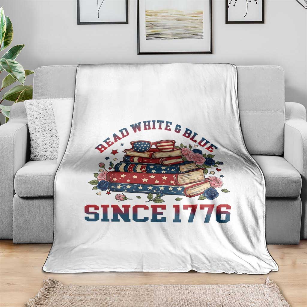 Funny Patriotic Book Lover Gift Throw Blanket Read White Blue Since 1776 TS12 Print Your Wear
