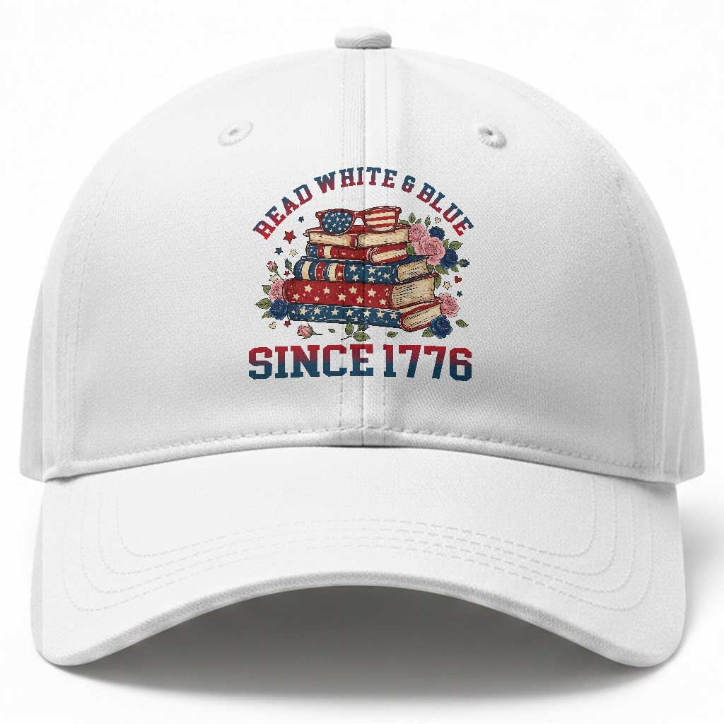 Funny Patriotic Book Lover Gift Baseball Cap Read White Blue Since 1776 TS12 Print Your Wear