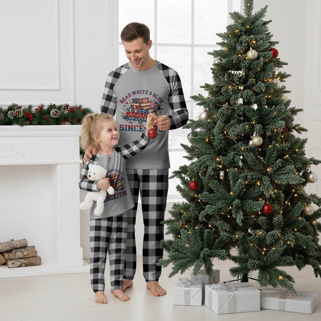 Funny Patriotic Book Lover Gift Plaid Pajama Set Read White Blue Since 1776 TS12 White Plaid Print Your Wear