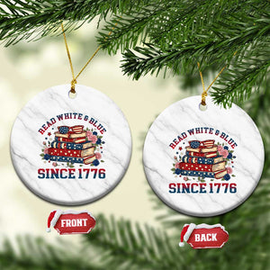 Funny Patriotic Book Lover Gift Ceramic Ornament Read White Blue Since 1776 TS12 1pc White Marble Print Your Wear