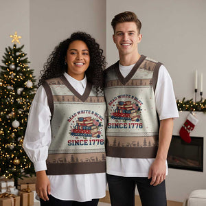 Funny Patriotic Book Lover Gift V-Neck Knit Sweater Vest Read White Blue Since 1776 TS12 Mocha Mousse Print Your Wear