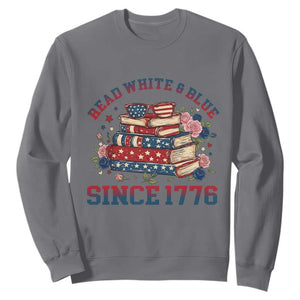 Funny Patriotic Book Lover Gift Sweatshirt Read White Blue Since 1776 TS12 Charcoal Print Your Wear