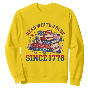 Funny Patriotic Book Lover Gift Sweatshirt Read White Blue Since 1776 TS12 Daisy Print Your Wear