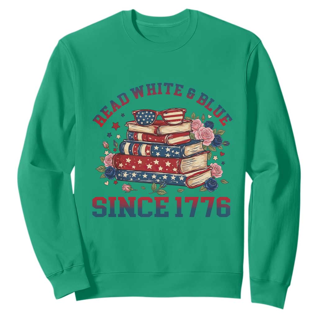 Funny Patriotic Book Lover Gift Sweatshirt Read White Blue Since 1776 TS12 Irish Green Print Your Wear