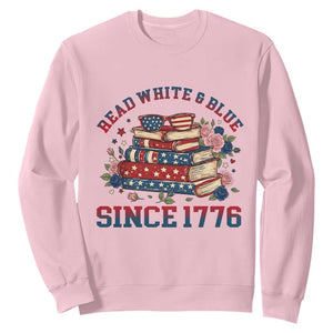 Funny Patriotic Book Lover Gift Sweatshirt Read White Blue Since 1776 TS12 Light Pink Print Your Wear
