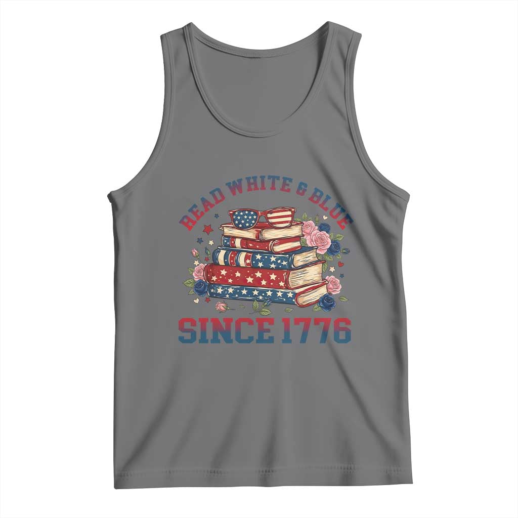 Funny Patriotic Book Lover Gift Tank Top Read White Blue Since 1776 TS12 Black Heather Print Your Wear