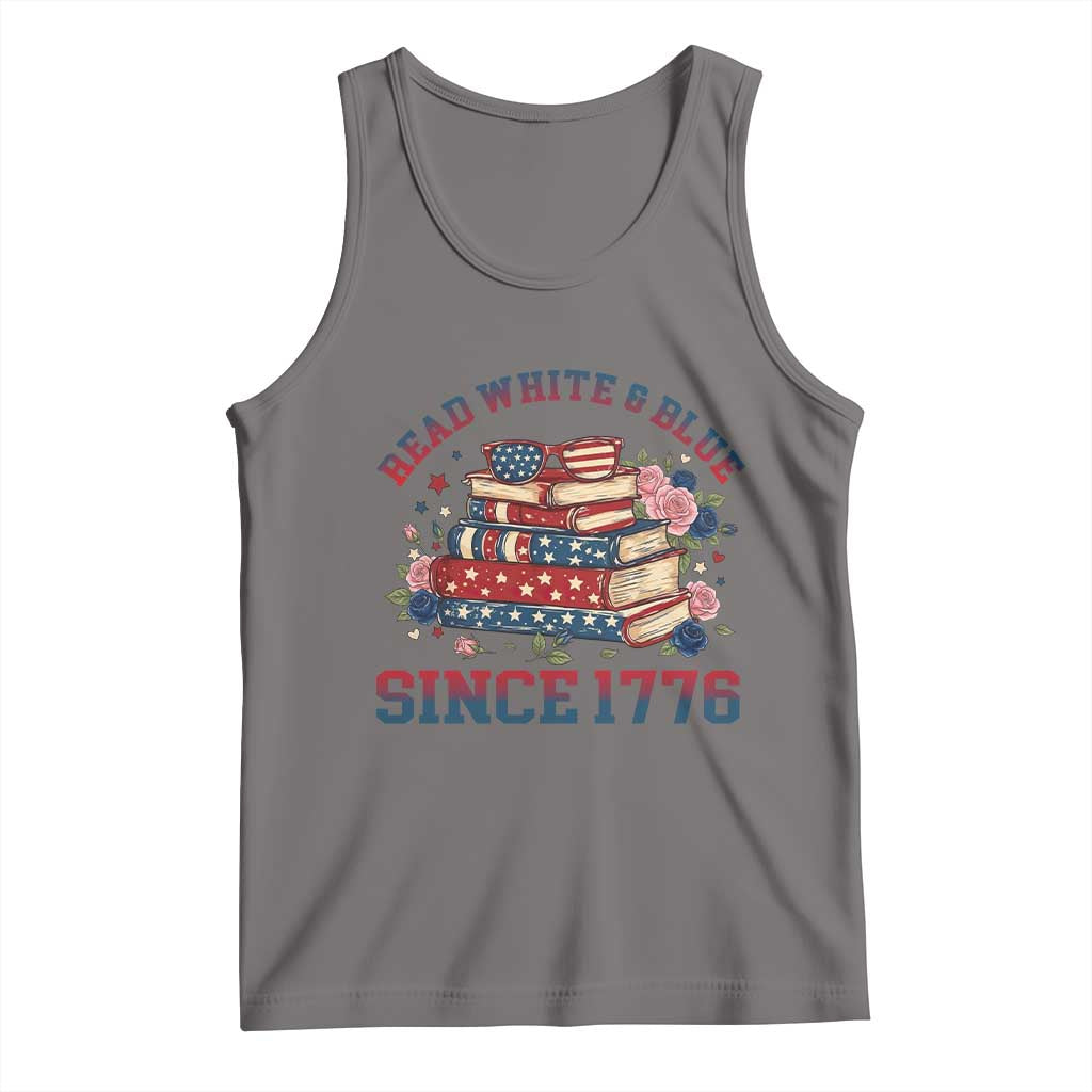 Funny Patriotic Book Lover Gift Tank Top Read White Blue Since 1776 TS12 Deep Heather Print Your Wear