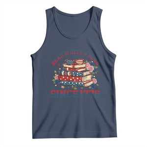 Funny Patriotic Book Lover Gift Tank Top Read White Blue Since 1776 TS12 Navy Print Your Wear
