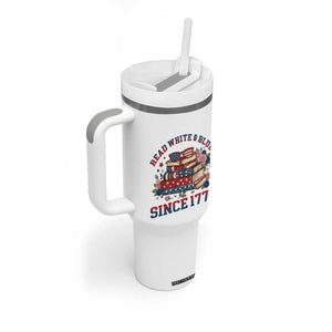 Funny Patriotic Book Lover Gift Tumbler With Handle Read White Blue Since 1776 TS12 Print Your Wear