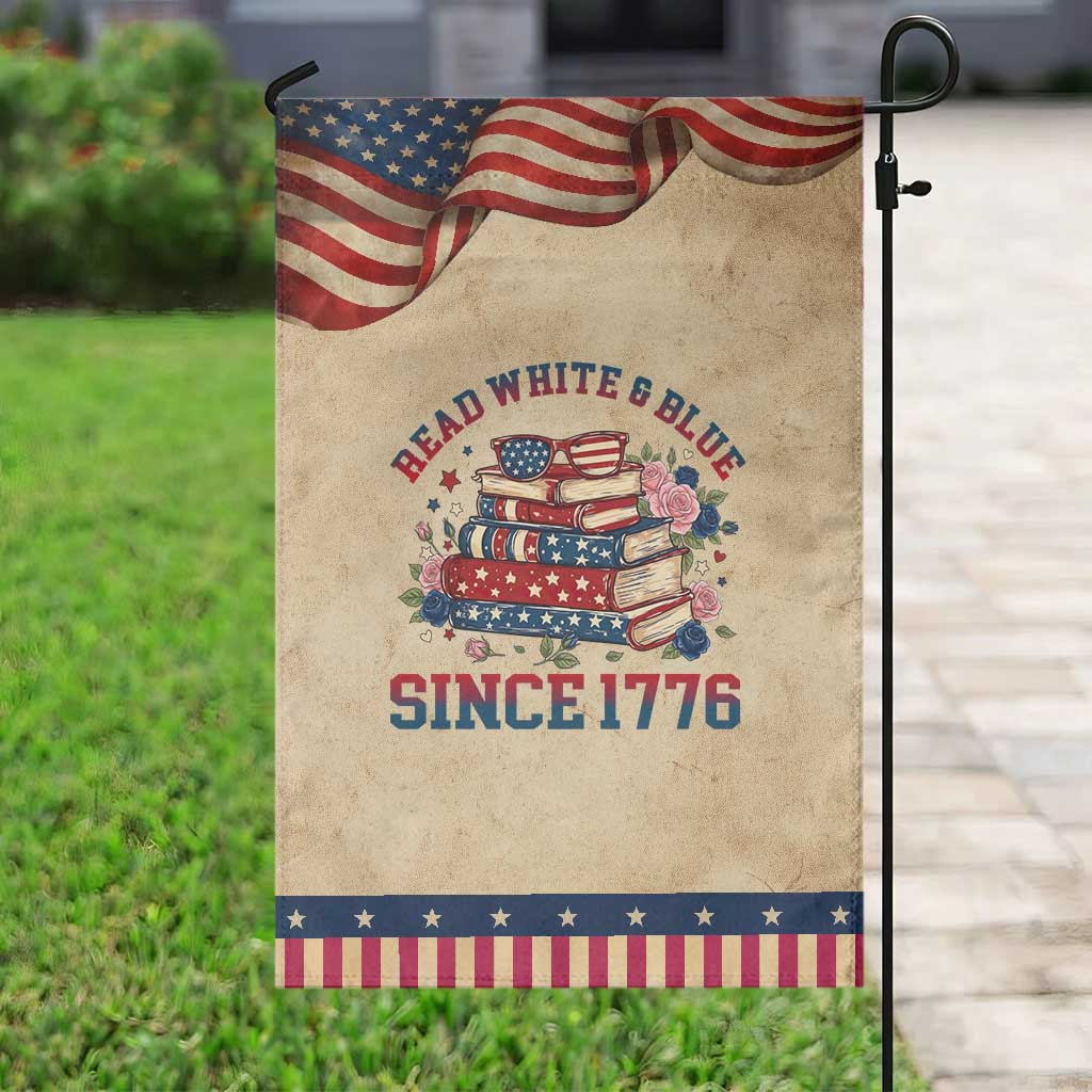 Funny Book Lover Gift Patriotic Garden Flag Read White Blue Since 1776 TS12 Vintage Rustic Tan Navy Print Your Wear