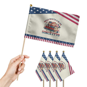 Funny Book Lover Gift Patriotic Handheld Flag Read White Blue Since 1776 TS12 Print Your Wear