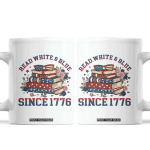 Funny Patriotic Book Lover Gift Coffee Mug Read White Blue Since 1776 TS12 White Print Your Wear