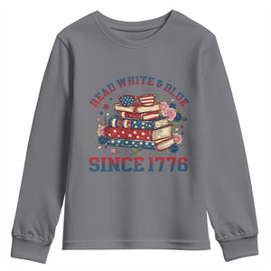 Funny Patriotic Book Lover Gift Youth Sweatshirt Read White Blue Since 1776 TS12 Charcoal Print Your Wear