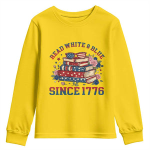 Funny Patriotic Book Lover Gift Youth Sweatshirt Read White Blue Since 1776 TS12 Daisy Print Your Wear