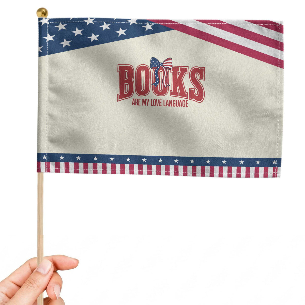 Book Lover Gift Patriotic Handheld Flag Books Are My Love Language TS12 Modern 8.2