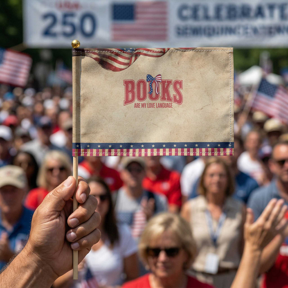 Book Lover Gift Patriotic Handheld Flag Books Are My Love Language TS12 Vintage 8.2