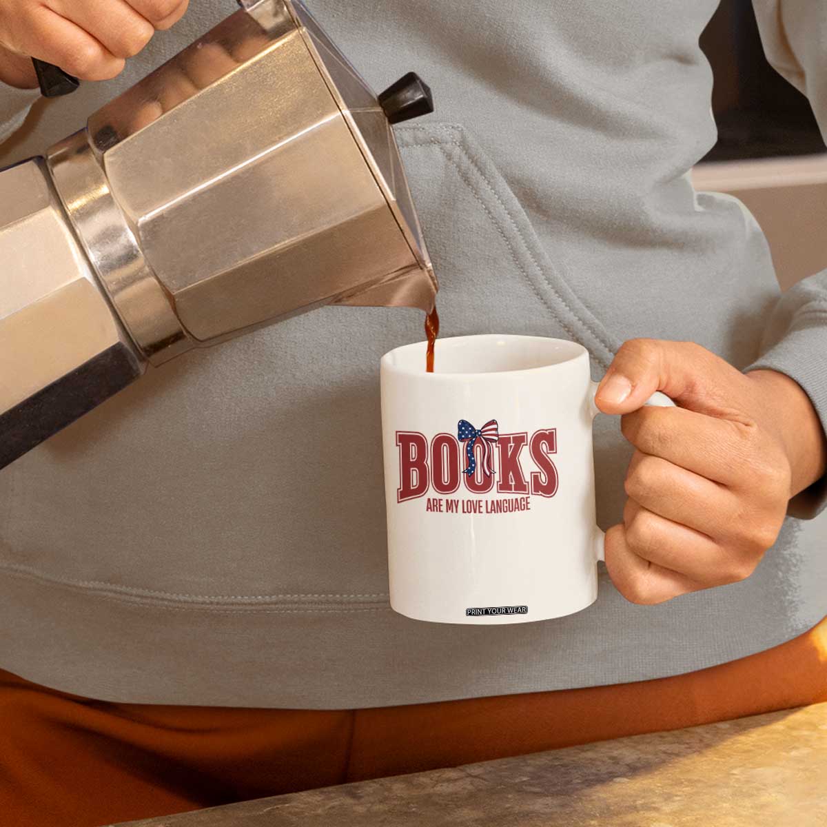 Patriotic Book Lover Gift Coffee Mug Books Are My Love Language TS12 Print Your Wear