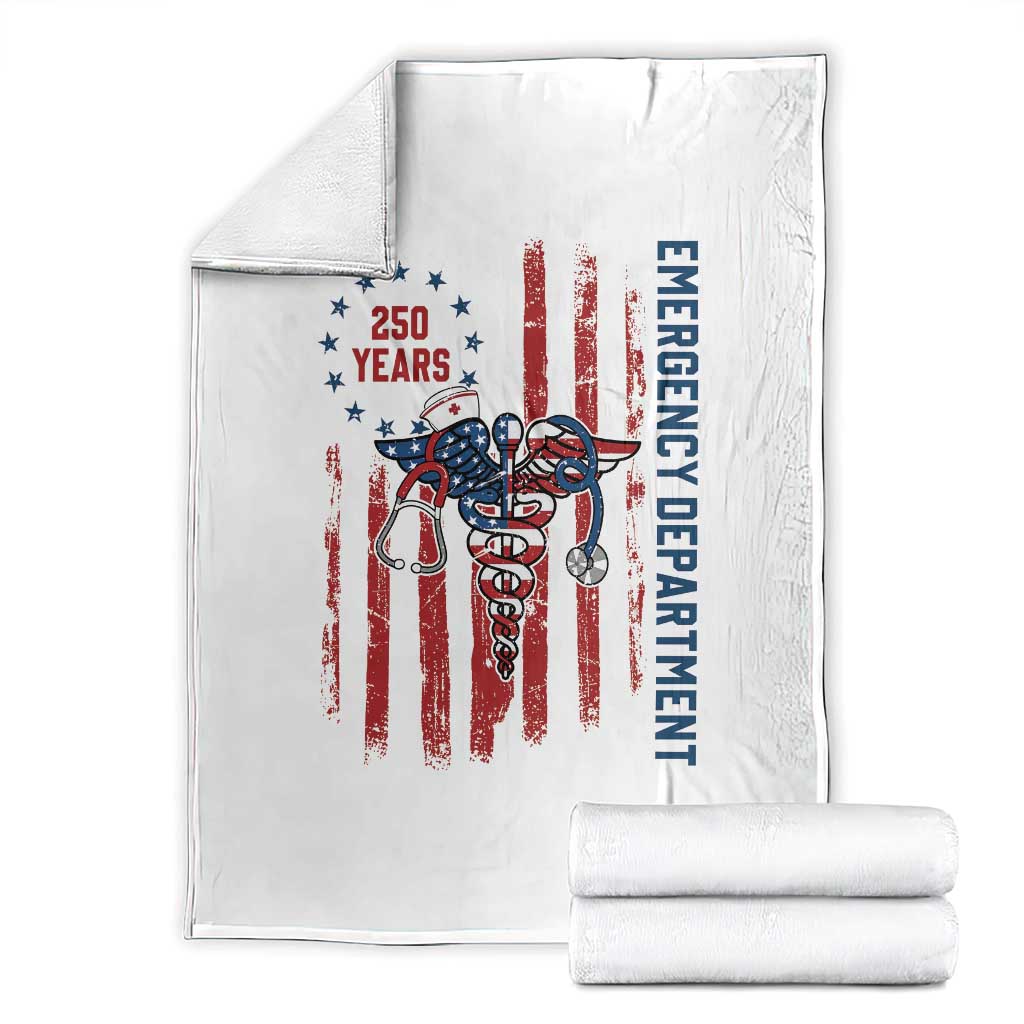 Patriotic ED Nurse Gift Throw Blanket 250 Years Of Emergency Department TS12 White Print Your Wear