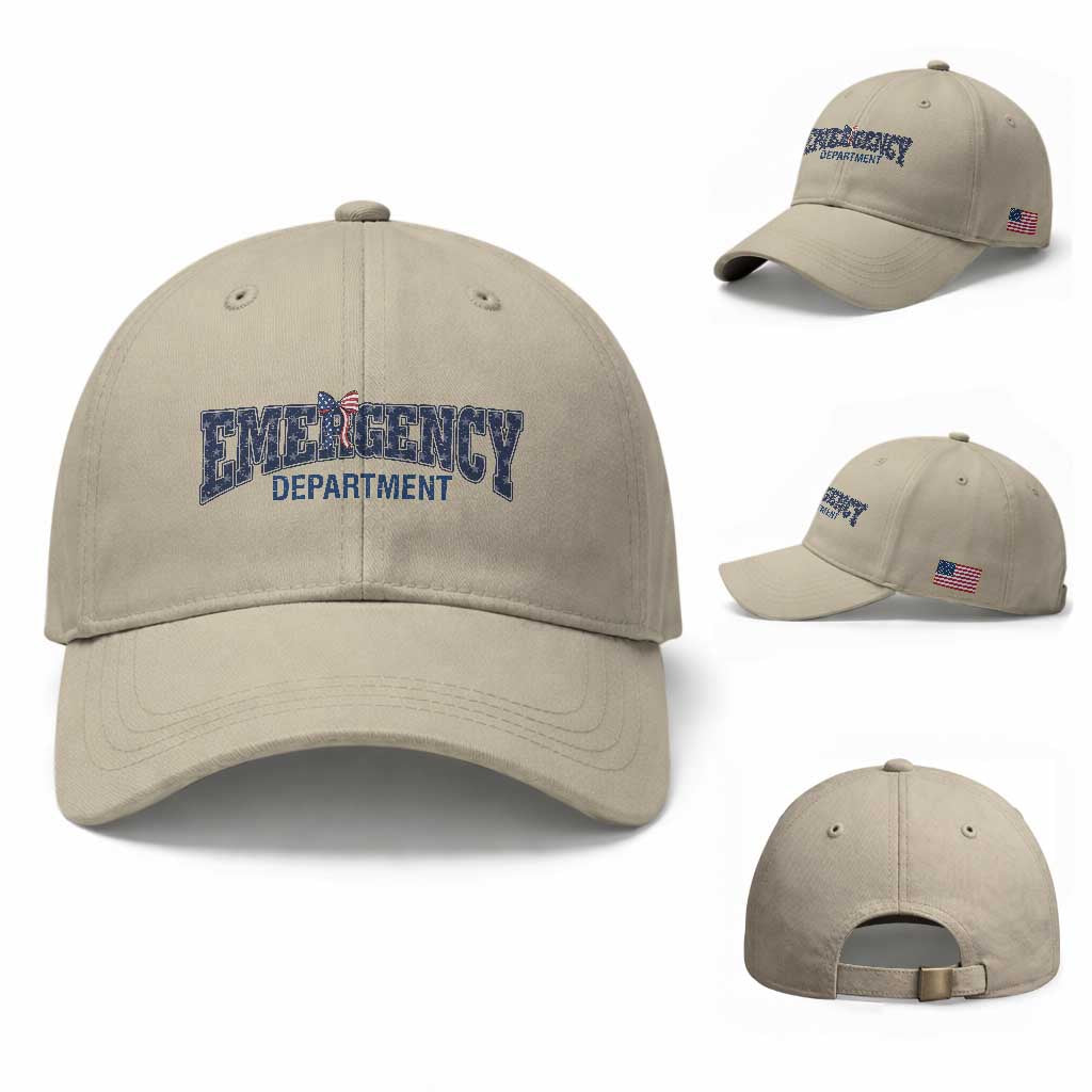 Patriotic ER Nurse Gift Baseball Cap USA 250th Anniversary TS12 Baseball Cap Universal Fit Beige Print Your Wear