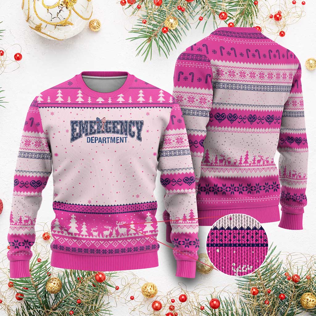 Patriotic ER Nurse Gift Ugly Christmas Sweater USA 250th Anniversary TS12 Hot Pink Print Your Wear