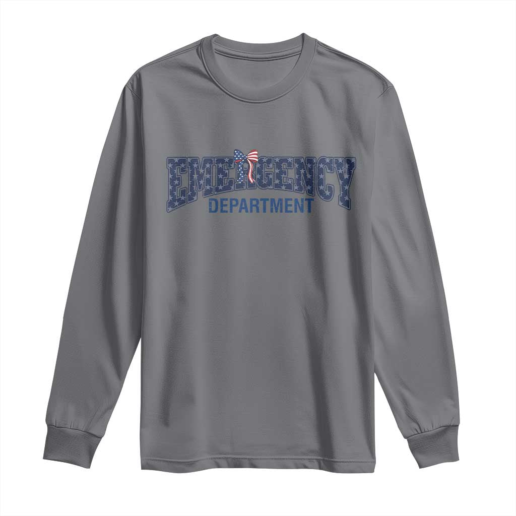 Patriotic ER Nurse Gift Long Sleeve Shirt USA 250th Anniversary TS12 Charcoal Print Your Wear