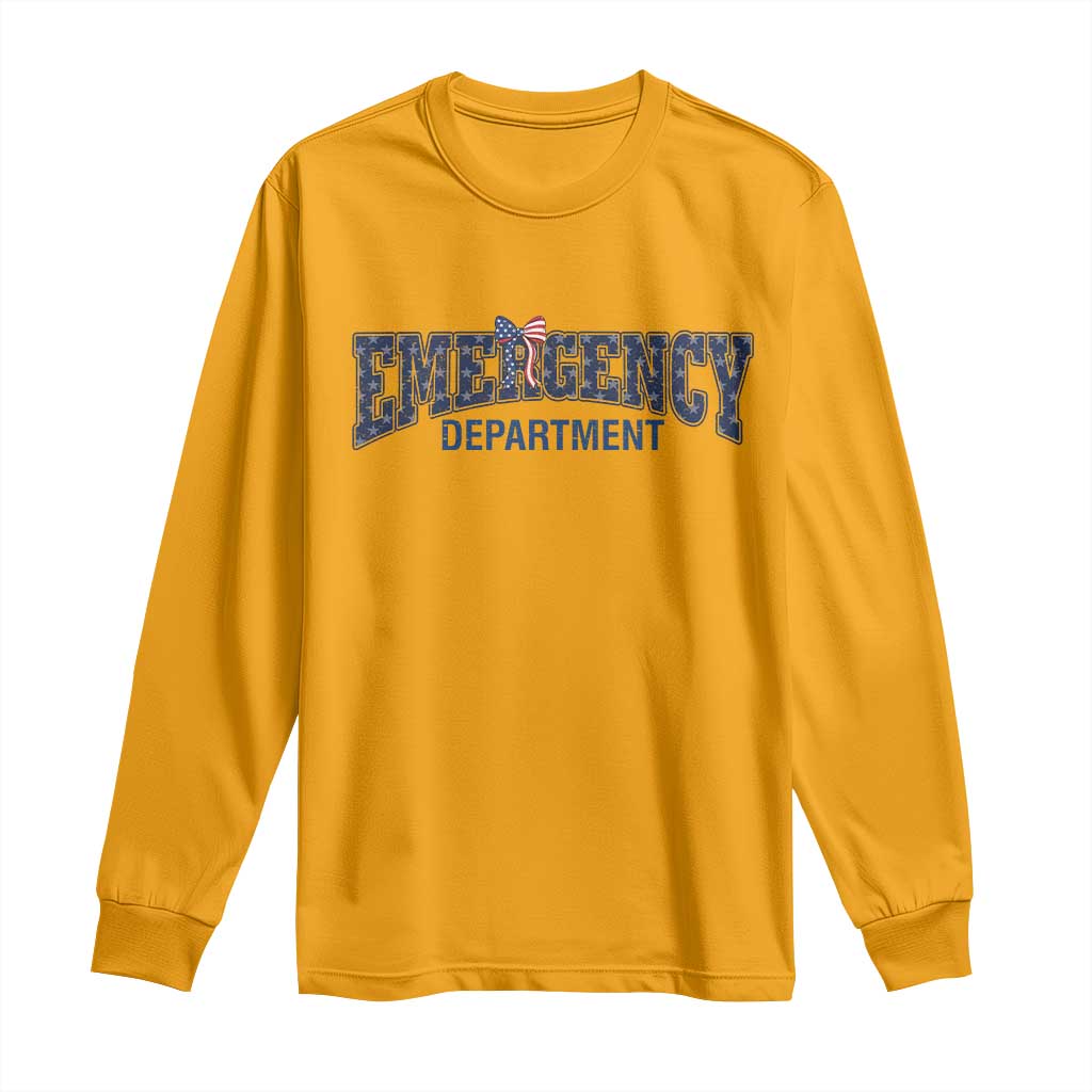Patriotic ER Nurse Gift Long Sleeve Shirt USA 250th Anniversary TS12 Gold Print Your Wear