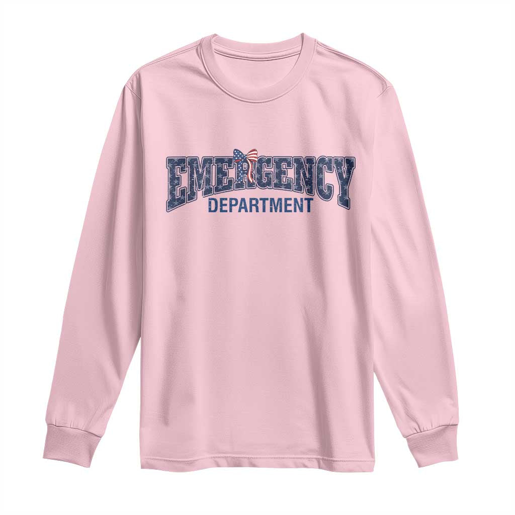 Patriotic ER Nurse Gift Long Sleeve Shirt USA 250th Anniversary TS12 Light Pink Print Your Wear