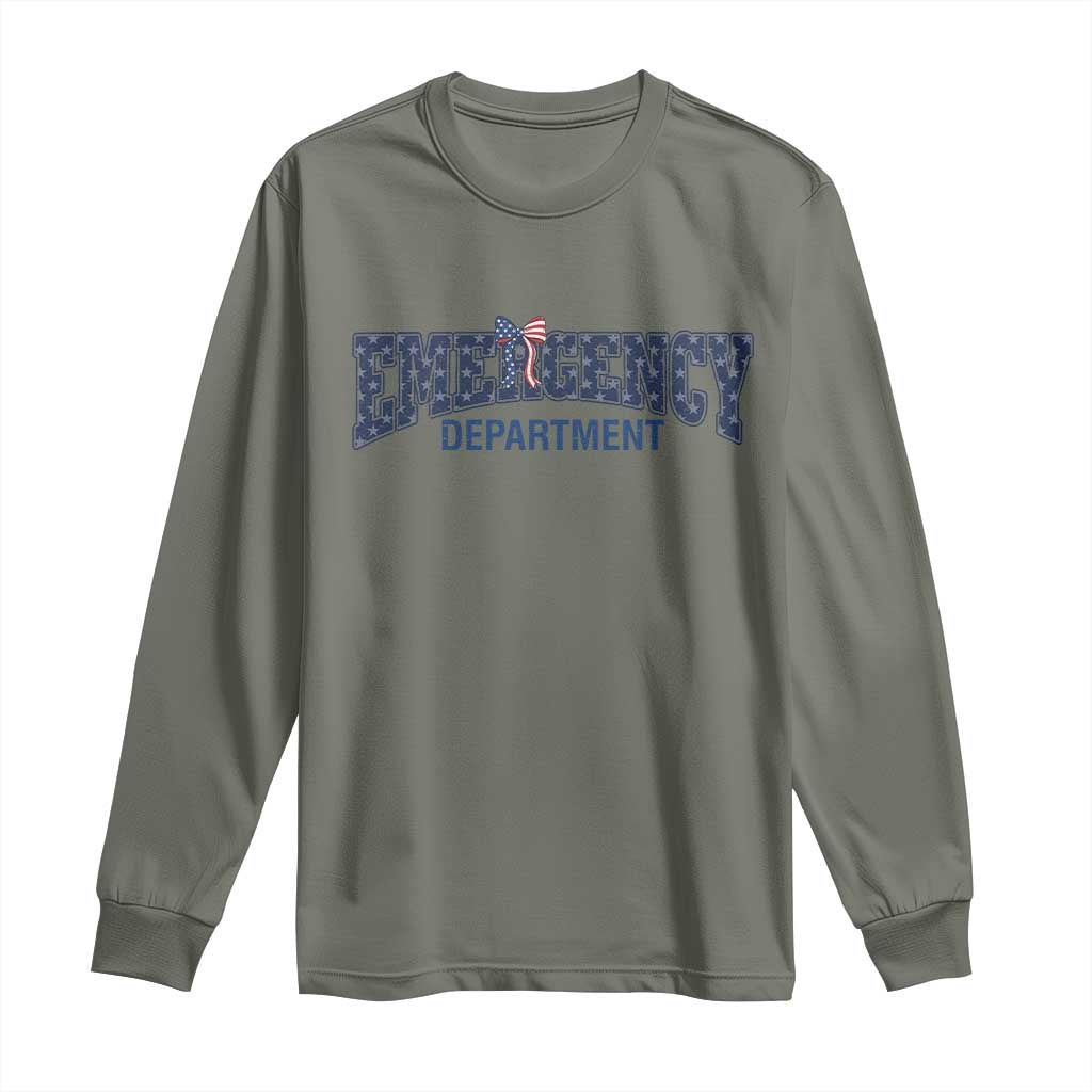 Patriotic ER Nurse Gift Long Sleeve Shirt USA 250th Anniversary TS12 Military Green Print Your Wear