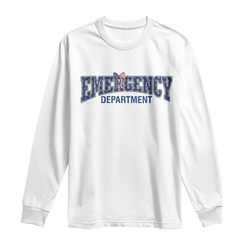 Patriotic ER Nurse Gift Long Sleeve Shirt USA 250th Anniversary TS12 White Print Your Wear