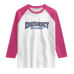 Patriotic ER Nurse Gift Raglan Shirt USA 250th Anniversary TS12 White Heliconia Print Your Wear
