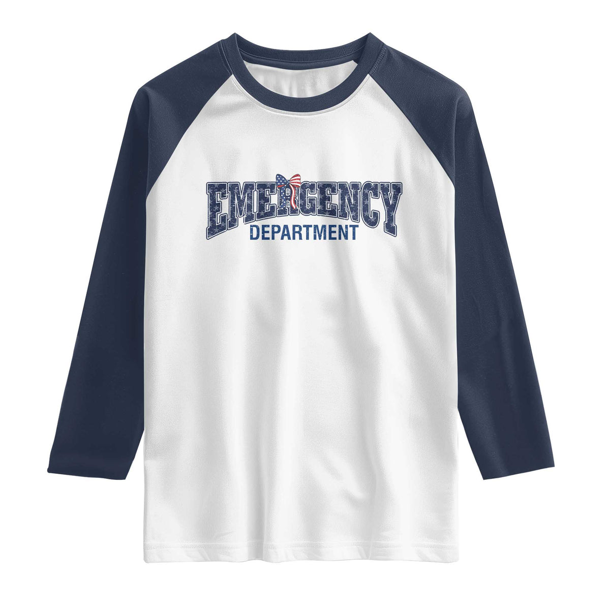 Patriotic ER Nurse Gift Raglan Shirt USA 250th Anniversary TS12 White Navy Print Your Wear