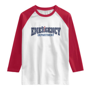Patriotic ER Nurse Gift Raglan Shirt USA 250th Anniversary TS12 White Red Print Your Wear
