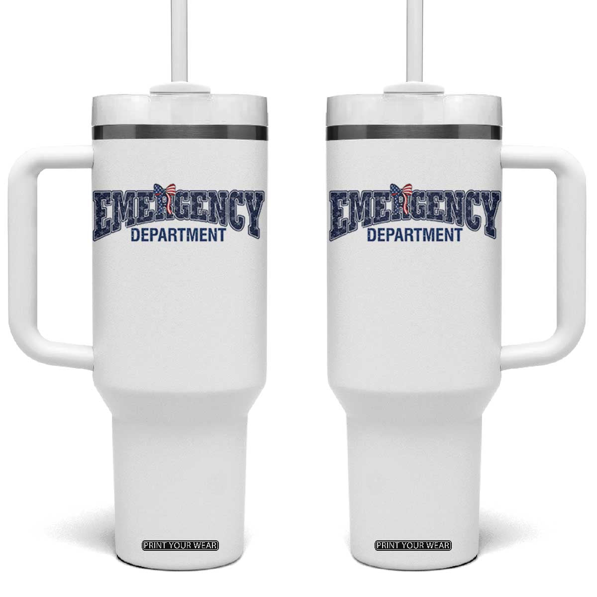 Patriotic ER Nurse Gift Tumbler With Handle USA 250th Anniversary TS12 One Size: 40 oz White Print Your Wear