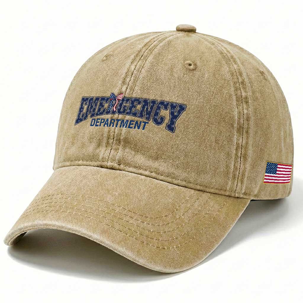 Patriotic ER Nurse Gift Washed Cotton Baseball Cap USA 250th Anniversary TS12 Print Your Wear