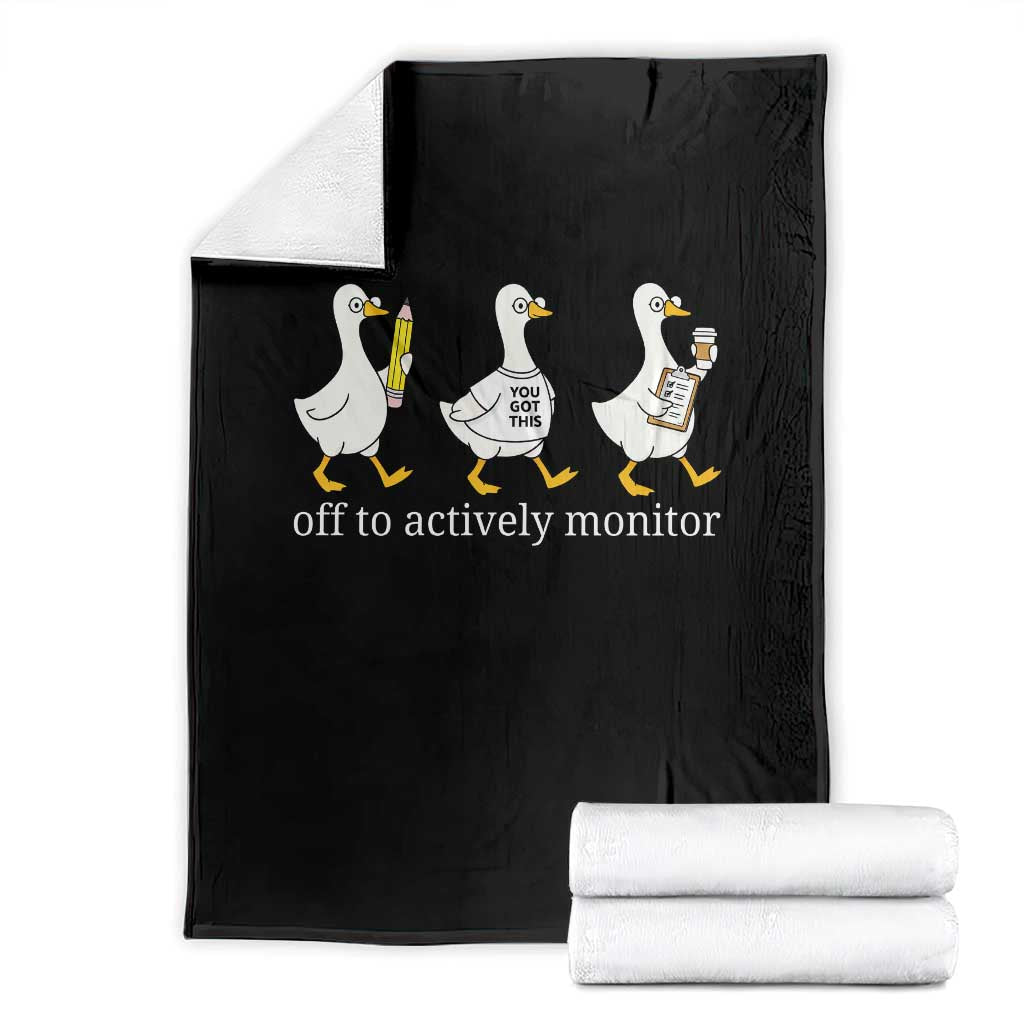 Funny Goose Teacher Testing Day Throw Blanket Off to Actively Monitor TS12 Black Print Your Wear