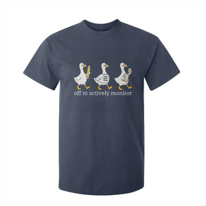 Funny Goose Teacher Testing Day T Shirt For Kid Off to Actively Monitor TS12 Navy Print Your Wear