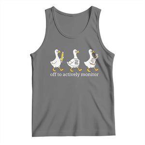 Funny Goose Teacher Testing Day Tank Top Off to Actively Monitor TS12 Black Heather Print Your Wear