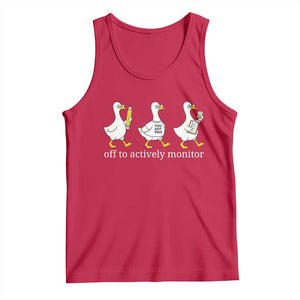 Funny Goose Teacher Testing Day Tank Top Off to Actively Monitor TS12 Red Print Your Wear