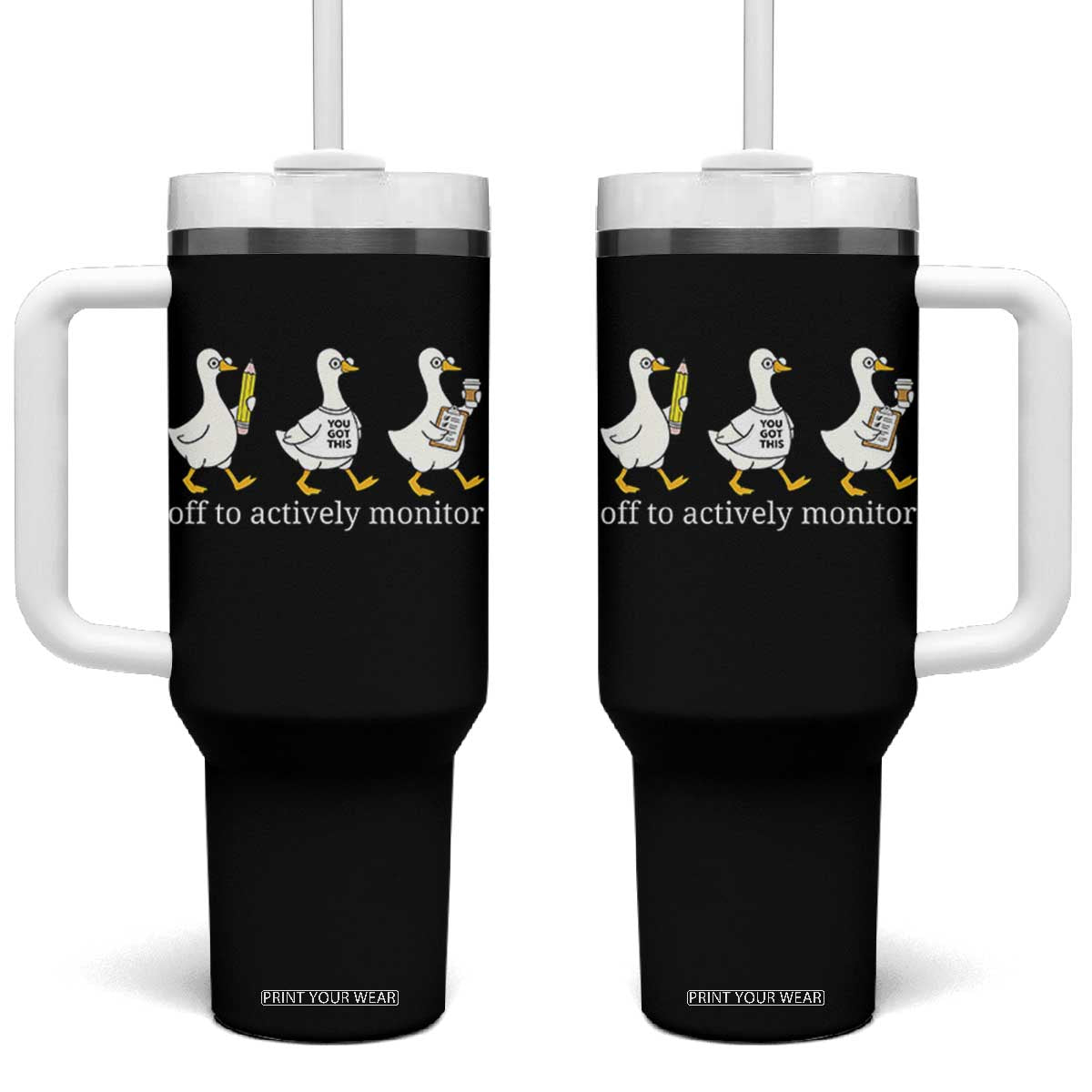 Funny Goose Teacher Testing Day Tumbler With Handle Off to Actively Monitor TS12 One Size: 40 oz Black Print Your Wear