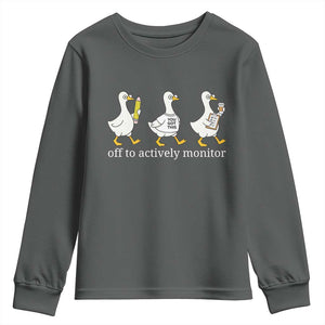 Funny Goose Teacher Testing Day Youth Sweatshirt Off to Actively Monitor TS12 Dark Heather Print Your Wear