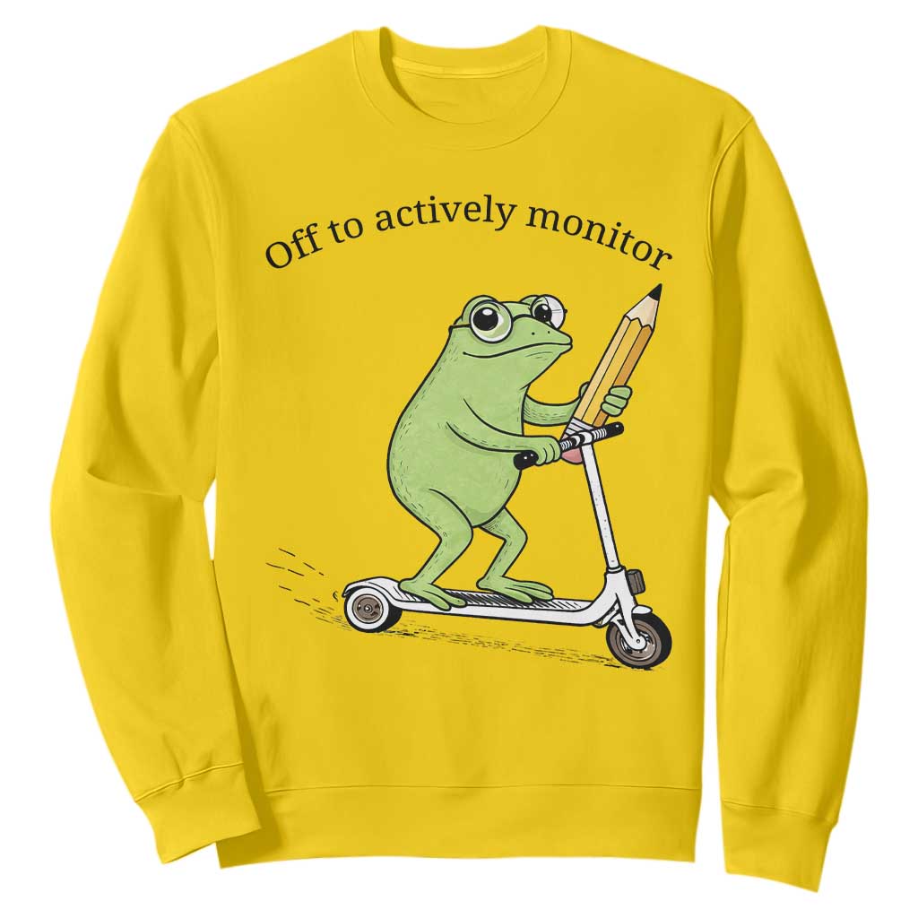 Funny Frog Teacher Testing Test Day Sweatshirt Off To Actively Monitor TS12 Daisy Print Your Wear