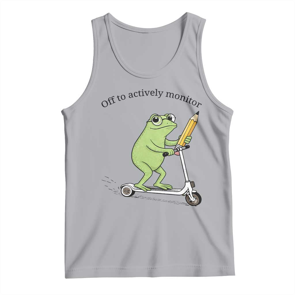 Funny Frog Teacher Testing Test Day Tank Top Off To Actively Monitor TS12 Athletic Heather Print Your Wear
