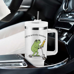 Funny Frog Teacher Testing Test Day Tumbler With Handle Off To Actively Monitor TS12 Print Your Wear