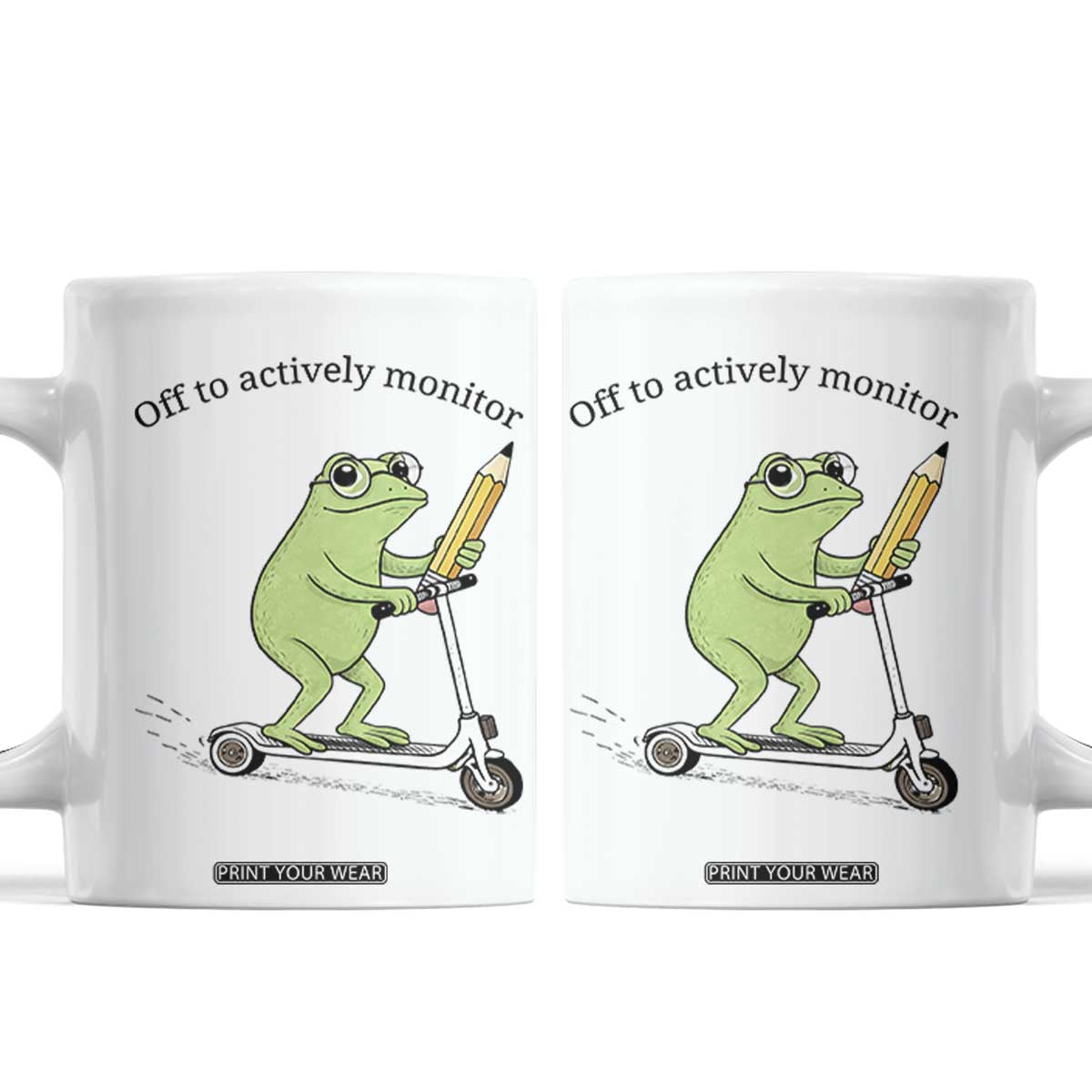 Funny Frog Teacher Testing Test Day Coffee Mug Off To Actively Monitor TS12 White Print Your Wear