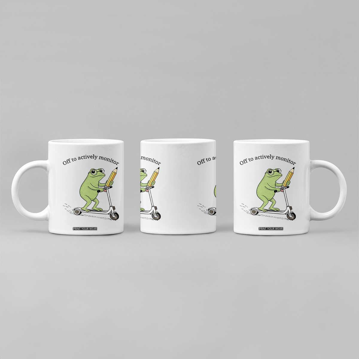 Funny Frog Teacher Testing Test Day Coffee Mug Off To Actively Monitor TS12 Print Your Wear